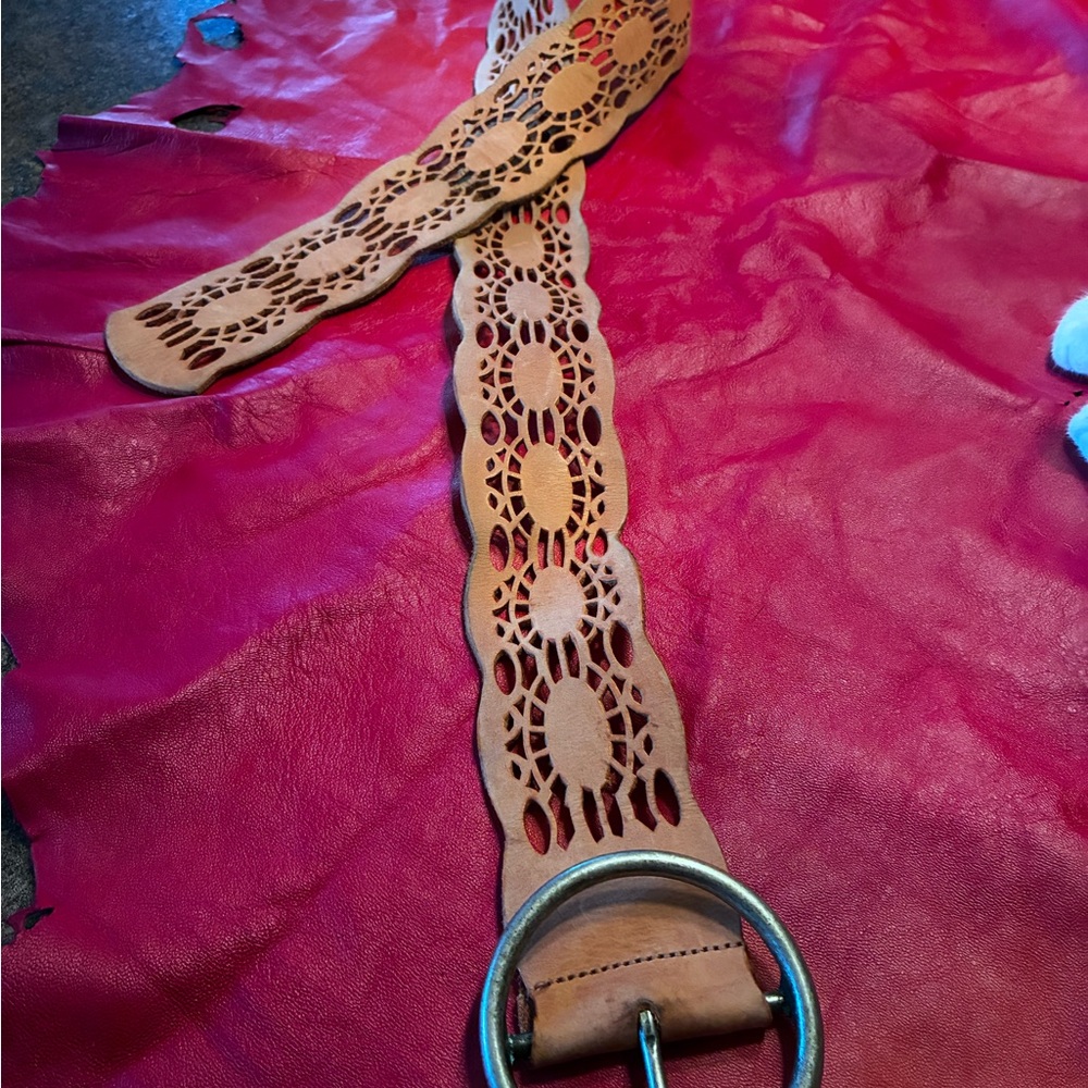 Brown Leather Cutout Belt